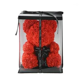 25 40 cm Rosenbär Teddybär Blumen Valentinstag Romantische künstliche Rose Party Hochzeit Dekoration Geschenke für Frauen Kranz12368