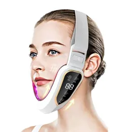 Dispositivos de cuidado facial Dispositivo de elevación LED Pon Terapia Adelgazante Vibración Levantamiento de barbilla Herramienta V en forma de mejilla Doble Masajeador R7S5 231208