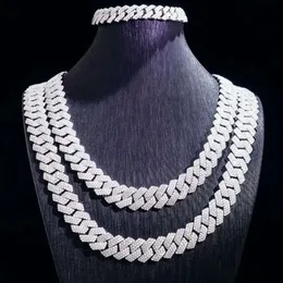 Moissanite Diamond Miami Cuban Link Chain 6~15mm White Gold Real 14k Rose Gold Necklace Bracelet 925 Silver Plated
