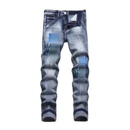 Jeans firmati Amirs Jeans da uomo di alta qualità Jeans per uomo Jeans da uomo Jeans strappati con stelle arancioni Vestibilità regolare Cerniera ricamata Pantaloni neri a matita media Jeans