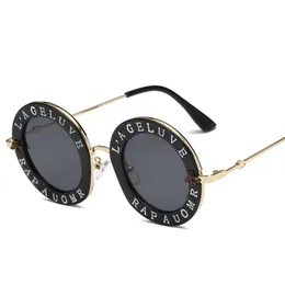 여성 남성 패션을위한 디자이너 선글라스 작은 꿀벌 안경 문자 편지 패턴 빈티지 레트로 라운드 선글라스 2502