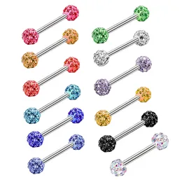 Other Fashion Accessories 14G Stainless Steel CZ Nipple Piercing Barbell Rings for Women Straight Tongue 16mm 12 Color Mix 231208