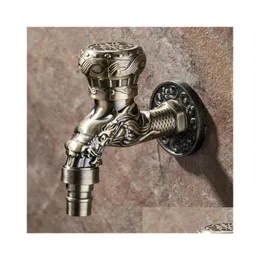 Kitchen Faucets Carved Wall Bottle Tap Bibcock Zinc Alloy Retro Decorative Outdoor Garden Faucet Washing Hine Mop Drop Delivery Home S Otqvm