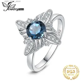 Con pietre laterali JewelryPalace Nuovo arrivo Mulino a vento di lusso 1.2ct Anello naturale in argento sterling 925 con topazio blu naturale di Londra per regalo raffinato da donna YQ231209