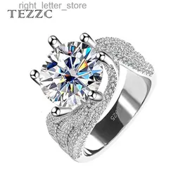 With Side Stones Tezzc Premium Moissanite Ring For Women 925 Sterling Silver D Color VVS1 Diamond Luxury Quality Engagement Wedding Band Jewelry YQ231209