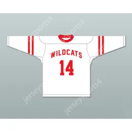 Maßgeschneidertes weißes Hockeytrikot von Troy Bolton 14 EAST High School Wildcats 1, neu, oben genäht, S-M-L-XL-XXL-3XL-4XL-5XL-6XL