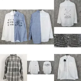 디자이너 패션 MM6 MAISONSS Margiela 셔츠 3D 실리콘 번호 인쇄 남성 여성 매일 캐주얼 한 간단하고 다목적 유니즈 롱 슬리브 셔츠 186