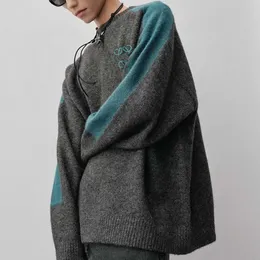 Maglioni da uomo Inizio autunno Nuovo asciugamano per la famiglia Luo Ricamato Yak Manica raglan Maglione pullover maglione lavorato a maglia a collo alto a contrasto