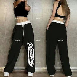 Jeans femininos hip hop mulheres casual dança sweatpants primavera outono streetwear moda elástica cintura alta solta algodão jogging calças esportivas 231208