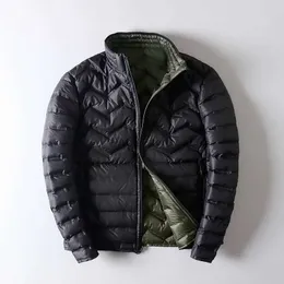 Erkekler Down Parkas Ultra Light Down Ceket Erkekler Çift Taraflı Aşınma İnce Sonbahar Winte Ceket Erkekler için Puffer Ceket Abrigos Para Hombre KJ791L231209