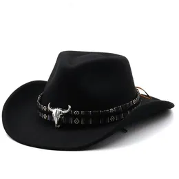 Cappelli a tesa larga Semplice inverno retrò da donna in lana da uomo cappello da cowboy occidentale moda gentiluomo jazz berretto a bombetta Sombrero235d