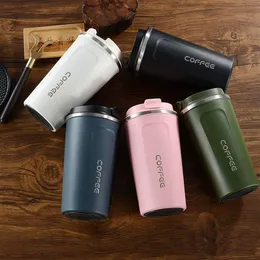 Canecas 500ml com rolo de viagem personalizado, parede dupla, água reutilizável, copo de café em aço inoxidável com tampa cup248w