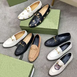 TDress-Schuhe Herren-Damen-Loafer, 100 % echtes Leder, faltbare Schuhe, Herren-Damen-Schuhe, Größe 34–46, bedruckte Herren-Loafer aus Metall mit runder Zehenpartie, luxuriöse Horsebit-Designer