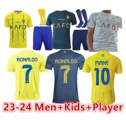 23 24 Al Nassr FC Soccer Jerseys Ronaldo 2023 2024 Home Yellow Cr7 Gonzalo Mane Martinez Talisca 3rd Fans PlayerバージョンMen Kid Shiirt Al-Nassr666