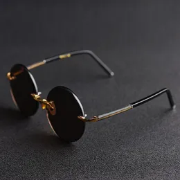 Solglasögon Evove runda manliga glas solglasögon för män Rimless Brown Vintage Overdimensionerad 58mm-150mm Big Largesunglasses237h