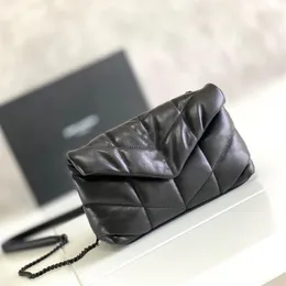 Loulou Puffer mini äkta läder crossbody väska svart super mjuk 23 cm tre guld silver svart hårdvaru designer lady purses283k