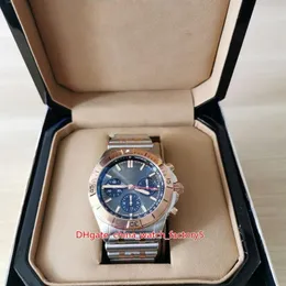 Gf fábrica relógios masculinos de super qualidade 42mm cronomat b01 42 18k ouro rosa safira cronógrafo eta 7750 movimento mecânico automa245q