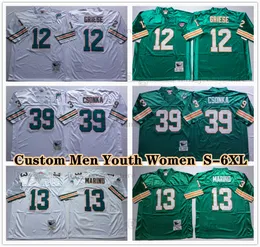 Custom 75th Vintage 13 Dan Marino 1968 Koszulki piłkarskie 86 Larry Little 12 Bob Griese 83 Mark Clayton 85 Mark Duper 57 Dwight Stephenson 22 Mercury Morris 13 Jake Scott