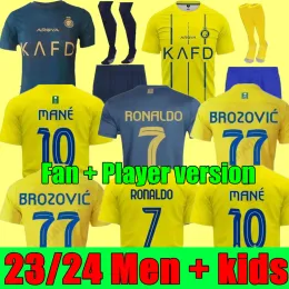 Ronaldo Al Nassr FC Soccer Jerseys 2023 2024 Home Yellow Away Mane CR7 Gonzalo Martinez Talisca Women Fans Player Player Player Shirt Kids Kids Football Shirt 23/24