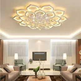 Modern Led Tavan Işıkları Oturma Odası Fikstürleri Beyaz K9 Kristal Ev Yatak Odası Lambası Uzaktan Kumanda Dimmable Plafon Lustre295s
