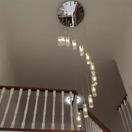 Led Crystal Chandeliers Spiral Modern Salon Lambaları Merdiven Aydınlatma Uzun Kristaller Avize Ev Dekoru Işıkları Parlaklık Salonu 2215