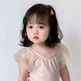 Fitas pontilhadas e crianças falsas femininas curtas ligeiramente diárias, Liu Haimeng bebê, cabelo encaracolado, conjunto de cabeça completa
