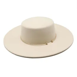Chapeaux à bords avares Chapeau de feutre épais en laine pour hommes et femmes à dessus plat de 10 cm avec Big171i