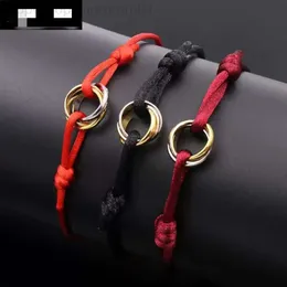 Braceletas Charm Mens Diseñador de brazalete Fashion Trinity Trinity Acero inoxidable Pulsera de cuerda Tres anillos Correa de mano pareja Braceletas