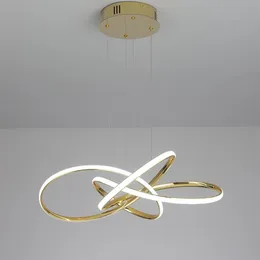 Lampade a sospensione moderne a led moderne placcate in oro cromato per sala da pranzo cucina Lampada a sospensione a led 90-260V223J