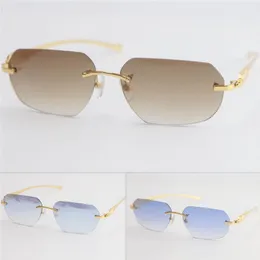 Silver Gold Metal Leopard Series Panther Rimless Sunglasses Mężczyźni Kobiety z dekoracją drucianą ramy unisex okulary na letnie na zewnątrz 233V