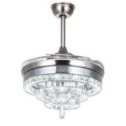 LED kristal fan ışıkları oturma odası yatak odası restoranı için görünmez Modern tavan hayranları 42 inç uzaktan kumanda 280m