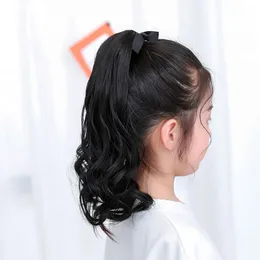 Children's Long Tie Style Baby Hair, Children's Wig Ponytail Curly Hair