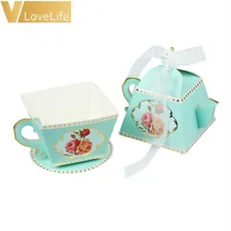 50pcs Wrap Dekoracje na przyjęcie herbaciane Teapot Teapot Wedding Favor Candy Box Baby Shower Dekoracja przyjęcia urodzinowe 211014271Q