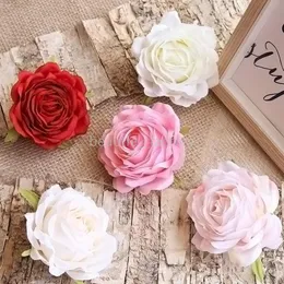 20st 9cm konstgjorda flerskiktade roshuvuden Dekorativ blomma Silk Fake Bulk Wedding Flowers Room Home Table Decoration267s