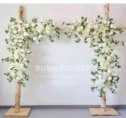 人工花の列青い白い結婚式のアーチ背景パーティーの小道具ステージ装飾窓エル花壁2107063694770