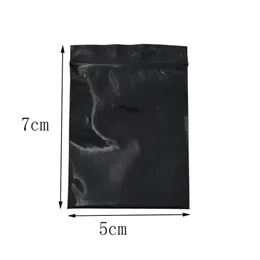 5 7cm Mini Preto Zip Lock Resealable Zipper Bag 500 pçs / lote Auto Seal Plastic Package Bag Retail Zipper Mercearia Embalagem de Presente Storag267k