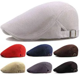 2021 mode Sommer Männer Hüte Atmungsaktive Mesh Zeitung Junge Caps Outdoor Gorros Mode Sonne Hüte Flache Kappe Unisex Einstellbare Kappen go2277265