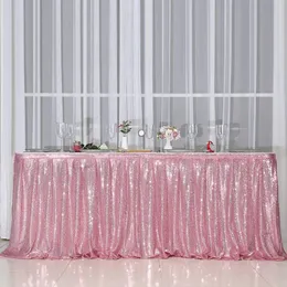 Spódnica stołowa prostokątna spódnica stołowa okładka glitter cekinowa spódnica na ślub świąteczne przyjęcie urodzinowe akcesoria domowe 231208