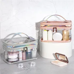 HBP Cosmetic Bag Portable Actparent Makeup Bag Case حقيبة يد لمستلزمات التجميل الأسود Pink Silver246y