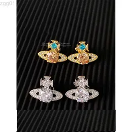 デザイナーViviene Westwoods New Viviennewestwood Earrings Saturn Set Zircon Earrings