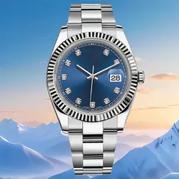 Zegarek designerski luksusowy zegarek marki 3235 ruch ze stali nierdzewnej 36 mm 41 mm niebieski diamentowy pokrętło para zegarek z pudełkiem Regalo di San Valentino dell Orologio di Lusso