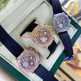 En Kaliteli Erkekler İzler 116588 TBR 116598 18K Tiger Diamond Watch Kozmograf Kauçuk Bandı Otomatik Kolluluğu No C2682