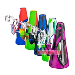 Cool Colorful Cone Silicone Waterpipe Pipes Herb Tobacco Glass Oil Rigs Filter Bowl Rökning Cigarett Bong Bubbler Hosah Holder DHL