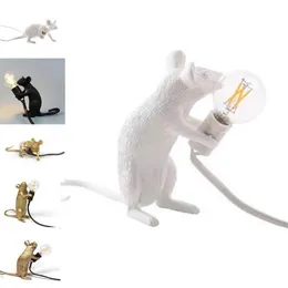 테이블 램프 E12 쥐 램프 110V 220V 마우스 라이트 데스크 침실 아르 데코 수지 동물 옆에 미국 EU 영국 AU 플러그 2489 옆