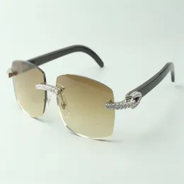 Designer Endless Diamentowe okulary przeciwsłoneczne 3524026 z czarnymi nogami rogu Buffalo Szklanki Diak S rozmiar 18-140 mm223n