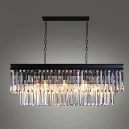 Moderna rektangulära lysterkristallkronkronor Belysning Crystal Chandeliers Luminaria de Techo Hanglamp Lighting Fixtures for Living256K