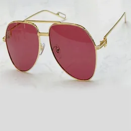 Clássico piloto óculos de sol lente vermelha ouro masculino óculos de sol gafas de sol sonnenbrille moda feminina novo com box276b