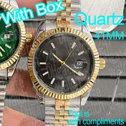 Luxury Mens Watch Designer Fashion Quartz Watches Datum 41mm Guldklockor 316 Rostfritt stål Lysande vattentät sport Wristwatch Menwatch Montres Mouvement