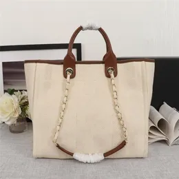 Filosophy sehr empfehlen Strandtasche große Leinwand Tasche Frauen Schulter Shopping Mama -Taschen Designer mit Kette 5 Farben Einfacher LARG2518