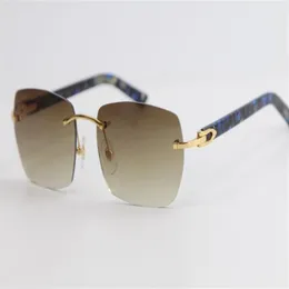 Ganze randlose Marmor-Plank-Sonnenbrille 8100905, große quadratische Sonnenbrille, Metallrahmen, einfache Freizeit, geometrische Brillenformen226r